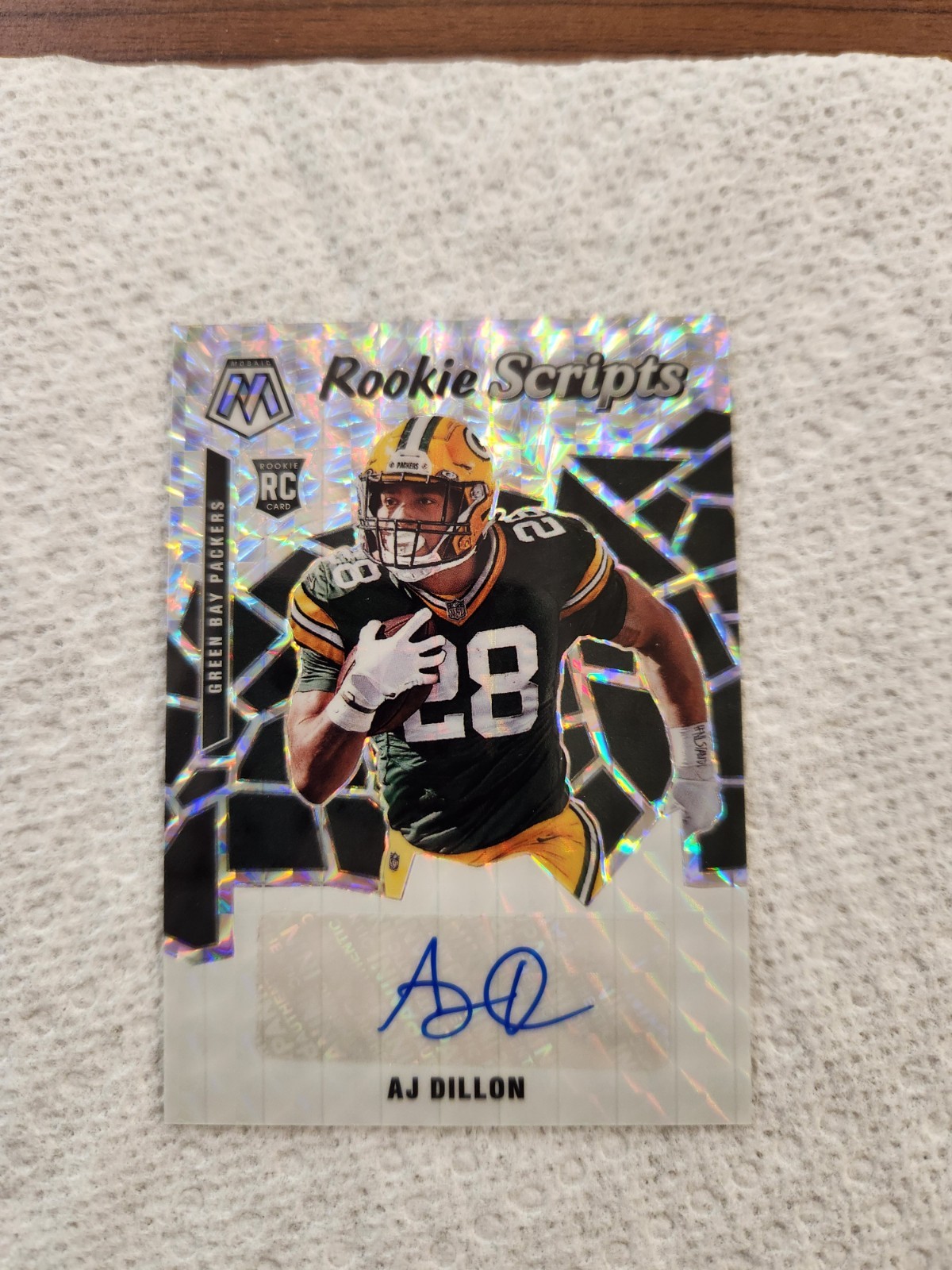 2020 Panini Mosaic - Rookie Scripts AJ Dillon #RS26 (AU, RC)