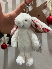 Jellycat Bashful Blossom Cream Bunny Berry Bag Charm Plush Keychain Clip NWT