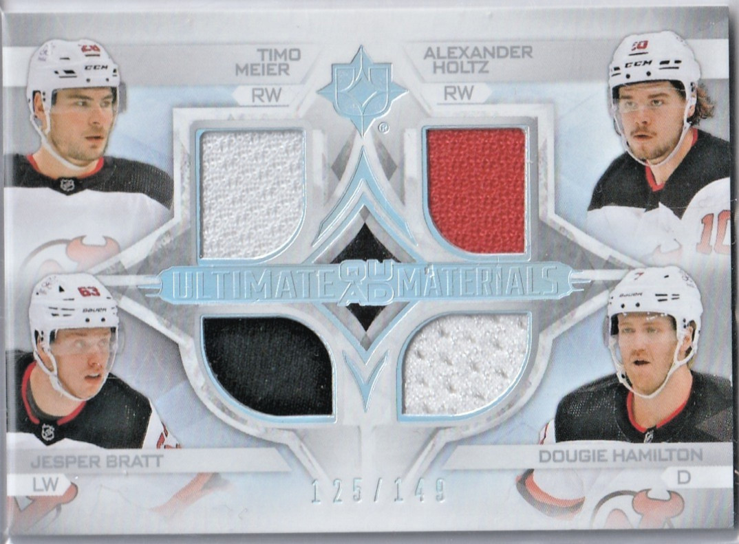 2023-24 ULTIMATE JESPER BRATT TIMO MEIER QUAD MATERIALS JERSEYS /149 FREE SHIP