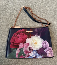 Floral Zip Leather Shoulder Bag, Gold Chain Strap, matching scarf