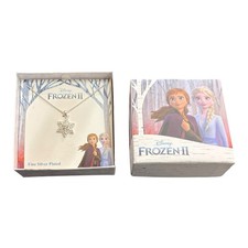 Disney Frozen II Fine Silver Plated Snowflake Necklace Clear Crystal Design NEW