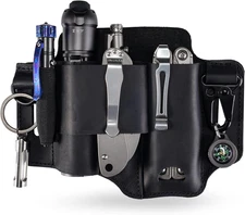 ST1 Leather Multitool Sheath - EDC Belt Organizer for Leatherman Tools, Flashlig