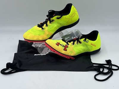 Under Armour UA Kick Distance 4 Track Spikes Men s 11 Volt Yellow + Bag & Tool