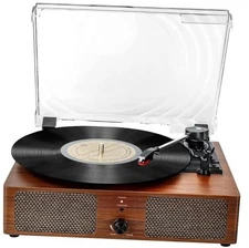 Vinyl Record Player Bluetooth Vintage 3-Speed Portable Turntables with Built 
