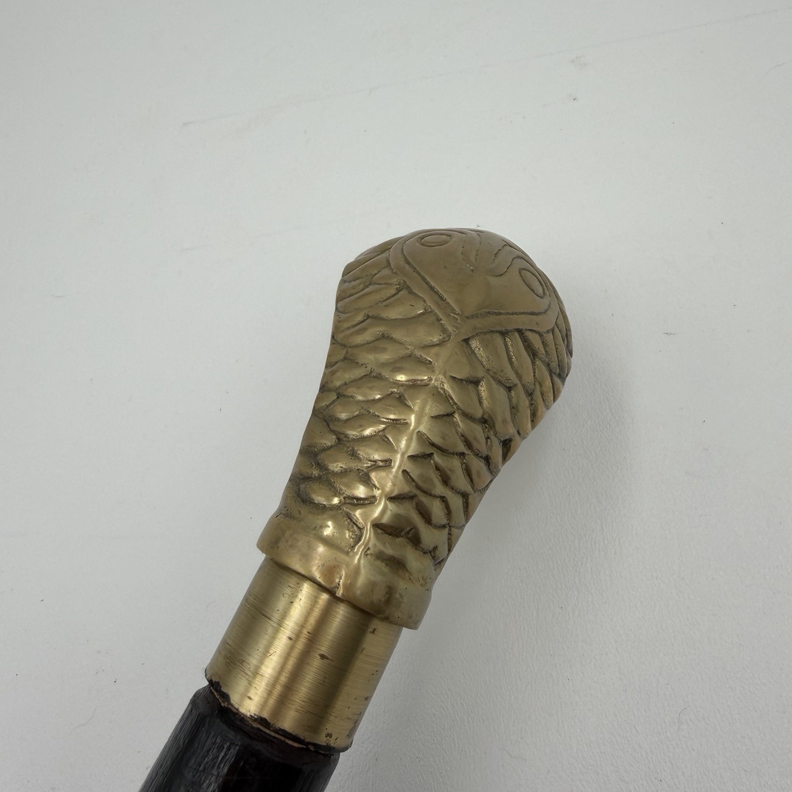 Solid Brass King Cobra Head Handle Snake Wooden W… - image 3