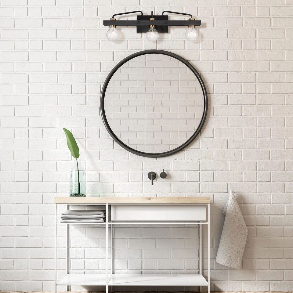 Ravella 3-Light Bathroom Vanity Light Fixture, Black, 94203-BK Foto 2 de 4