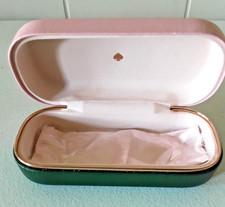New Kate Spade Sunglass Case with Cleaning Cloth Pink  Dark Green Hard Case