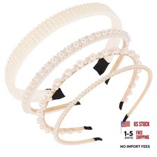 White Pearl Headbands for Women - Beaded Beaded - 4PCS Simple Style