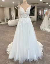 Glitter Ivory Beaded Lace Wedding Dress Wedding Dress 32-60 Thin Straps Beaded