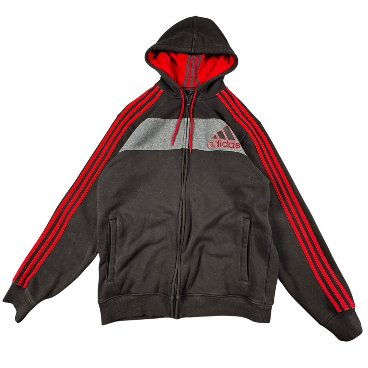 Vintage Adidas Hoodie Men's Large Full Zip Y2K Athletic Sweatshirt Jacket  Fleece