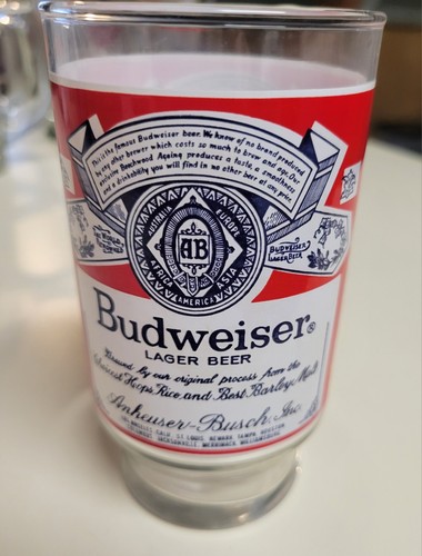 Budweiser Anheuser Busch Lager Beer Glass Large Logo Footed Vintage - Picture 7 of 7