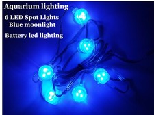 Aquarium Blue light moonlight 6 Blue Spotlights Battery Power, Underwater IP68