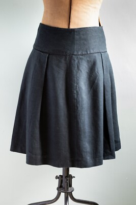 Lovely Black Pure Linen Gap A Line Skirt, cotton lined, knee