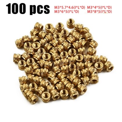 Brass Knurled Insert Nut for Hot Inset for M3 Internal Thread Pack of 100