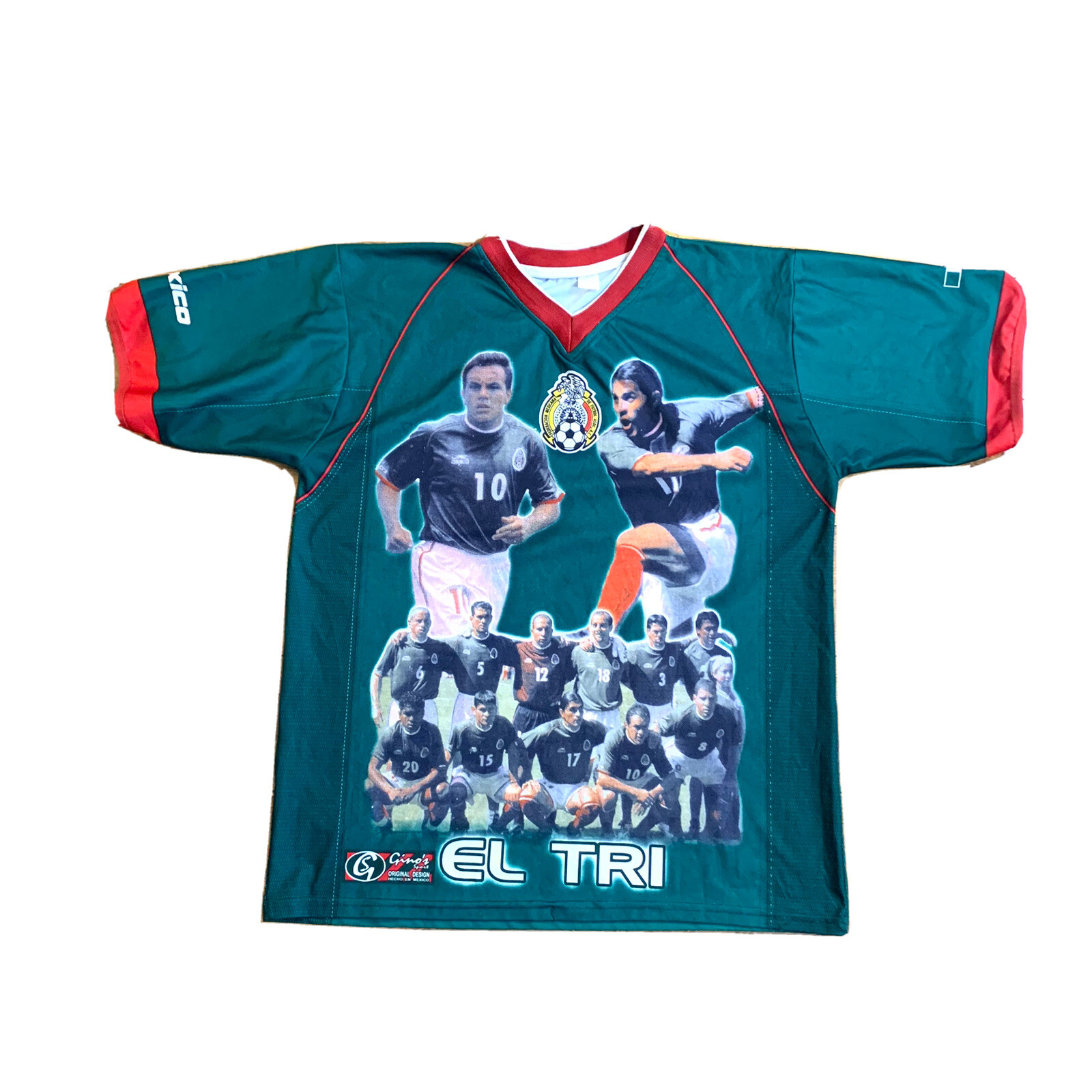 Vintage El Tri Aguigol Soccer football jersey Mens v Neck size XL Green COOL ..