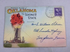 Oklahoma The Sooner State Vintage Color Souvenir Postcard Book Posted 1950