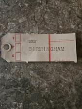 RARE British Rail Royal Mail Bag Ticket.   Derby To Birmingham 