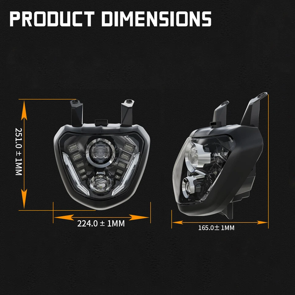 LED Headlight Hi/Low Beam DRL Assembly For Yamaha FZ07 MT07 2015 2016 2017 - image 4 of 4