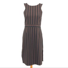Maeve Brown Black Meridian Stripe Sleeveless Dress sz M