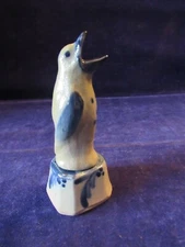 ROWE POTTERY WORKS  2 Piece Salt Glazed Pie Bird Penguin Vent Funnel USA  Sj