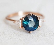 Teal Sapphire Ring-Sterling Silver-Engagement Anniversary birthday gift For Her