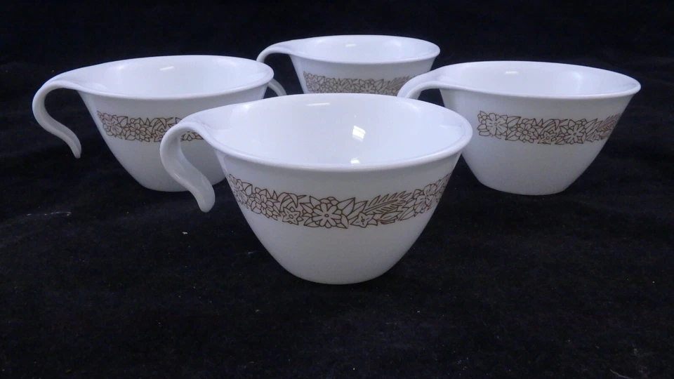 Lot De 4 Vintage Bois Marron Corelle Crochet à Poignées Café Thé Tasse / Tasse - Photo 2/4