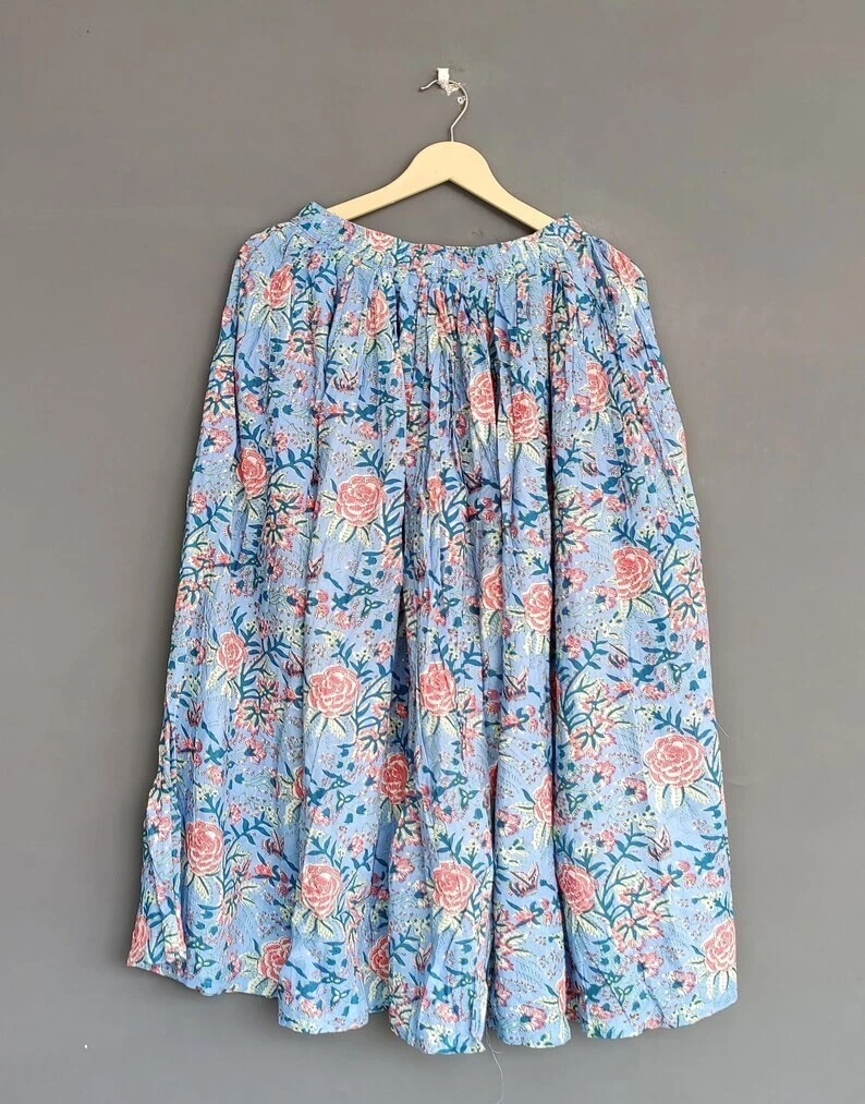 Indian Pure Cotton Gray Floral Skirt Women's Clothing Long Skirt Beach Skirt US
Opens in a new windo