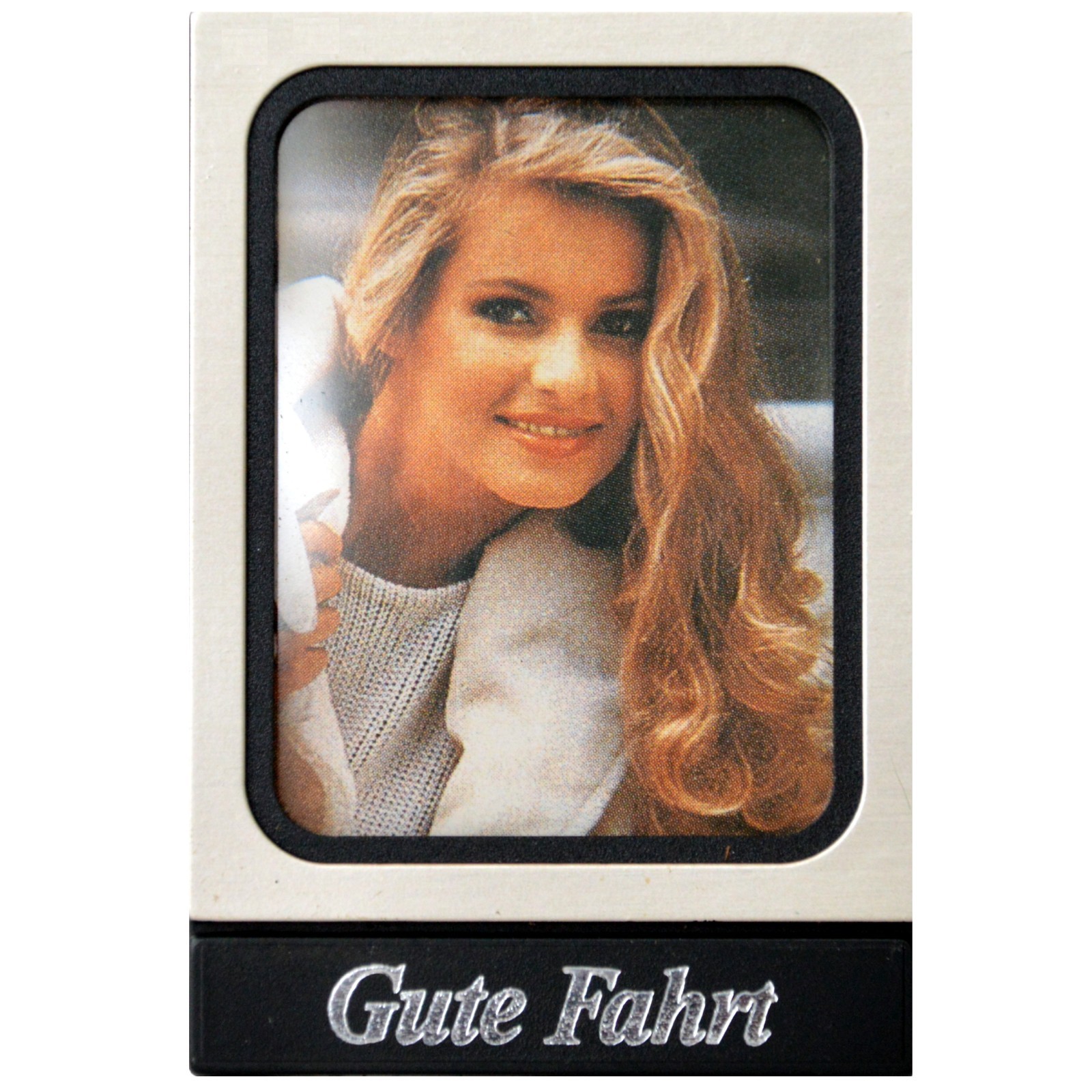 Silbergrauer Auto PKW Bilderrahmen Fotorahmen GUTE FAHRT aus 1980 HR Art. 9817