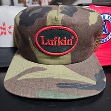 Vintage LUFKIN Tools Camo Baseball Hat Cap Trucker Mesh Made In USA Hillbilly