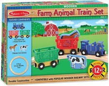 Melissa  Doug Farm Animal Train Set NEW NIB 0644 Wood Railway