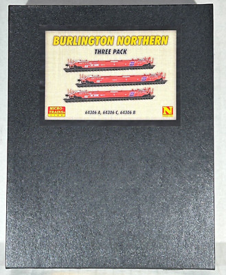 MICRO-TRAINS N SCALE 70' HUSKY STACK WELL 3 PK RAIL BURLINGTON NORTHERN 99300182