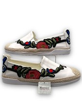 NWT Wanted Wmn  s Trellis White Leather Espadrille Slip-On Flat Shoes 8.5M
