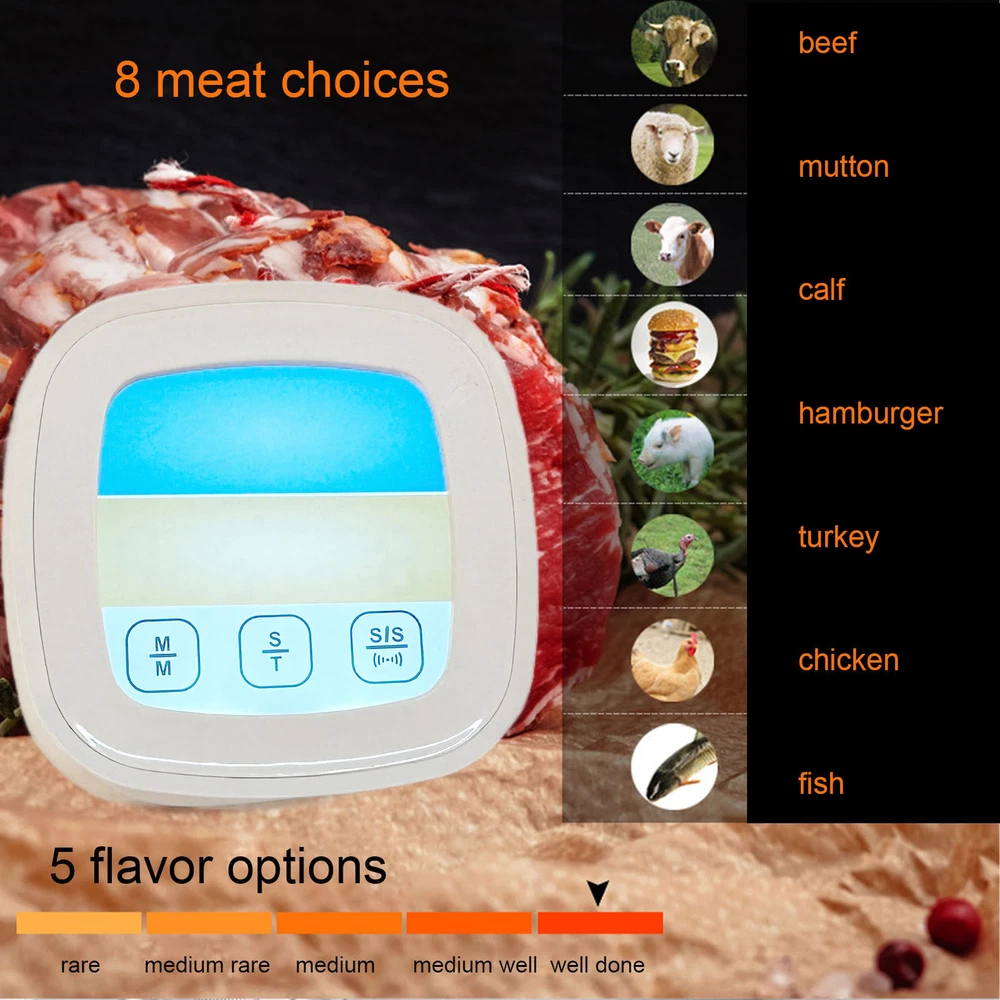 Meat Thermometer Digital LED Display Multifunctional Kitchen Oven Thermometer