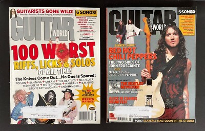 2 Guitar World Magazines - 100 Worst Riffs, Licks & Solos Red Hot Chili Peppers