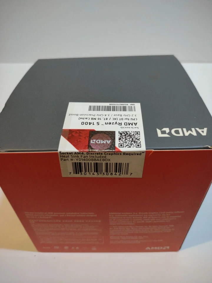 AMD Ryzen 5 1400 3200MHz Quad-Core Processor YD1400BBAEBOX NEW - Image 3 of 4