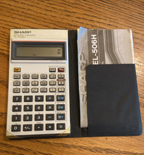 Vintage Sharp EL-506H Scientific Calculator w/Folding Cover Case Manual
