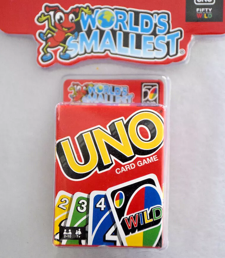 World's Smallest UNO Card Game Travel Size Mini Stocking Stuffer, NEW