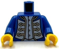 Lego New Minifigure Blue Torso Pirate Imperial Governor Coat White Panels Part