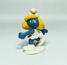 PEYO SCHLEICH VTG 1981 SMURFS 20135 TENNIS SMURFETTE SMURF PVC FIGURE FIGURINE
