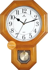 JUSTIME Regulator Schoolhouse Solid Wood Pendulum Wall Clock Westminster Chime