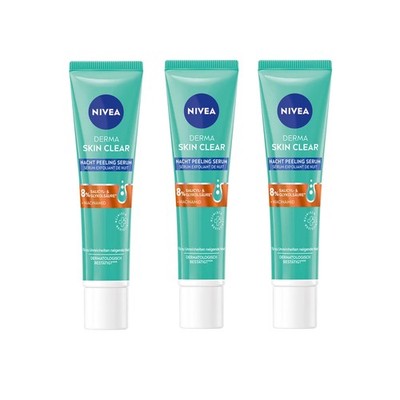 NIVEA Derma Skin Clear Nacht Peeling Serum, 3 x 40ml