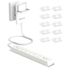 6FT Ultra-Thin Flat Plug Power Strip with 5 Outlets & 3 USB Ports | Child & P...