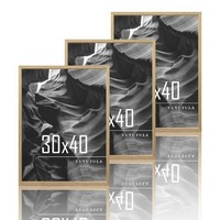 Holz Bilderrahmen 30X40Cm 3Er Set Eiche Acrylglas Fotorahmen MDF Natur