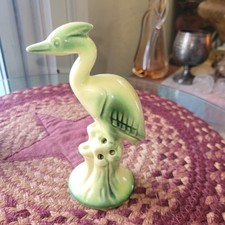 Vintage MCM Heron Crane Flower Frog Porcelain 6"