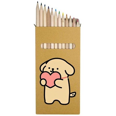 12 x Buntstifte / Bleistift-Set ''Hund mit Herz'' lang 178 mm (PE00094515)