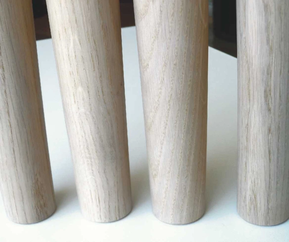 Set of 4 Solid Wooden Furniture Legs Natural Oak H-190mm Bolt M8 x 30mm - Image 3 of 4