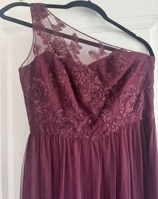 open lace back dress Unique One Shoulder Side Split Burgundy Bridesmaid Dress for Black QB3022 US6 / Custom Color main image 1