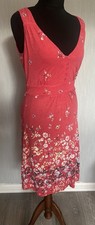 FAT FACE Sleeveless VNeck Dress Dainty Flowers And Buttons Tie Belt UK 10 Summer