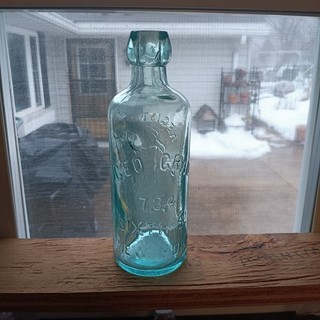 GEO GRAU NEW YORK TRANSITIONAL HUTCH/HUTCHINSON BLOB TOP SODA BOTTLE