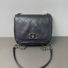 Chanel Flap Crossbody Bag Black Quilted Lambskin Gold Hardware Auth